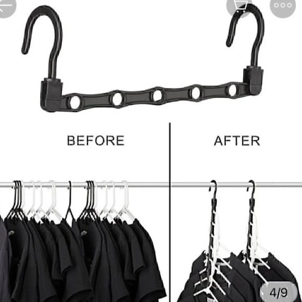 5 Black Wonder Hanger Max. Closet space saver organizer
